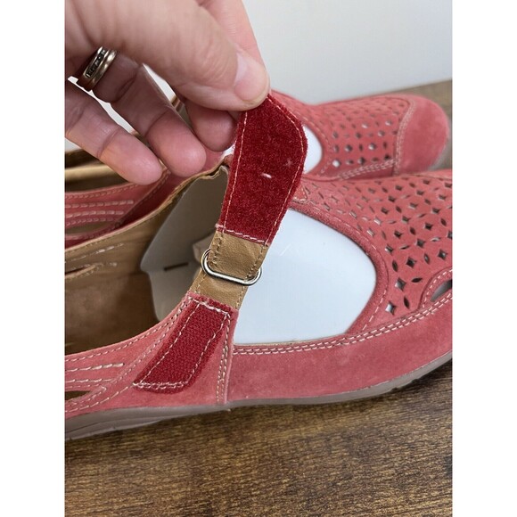 Earth Origins Swirl Pink Suede Mary Jane Shoe Hook & Loop Strap Women's US 9 - Picture 9 of 13